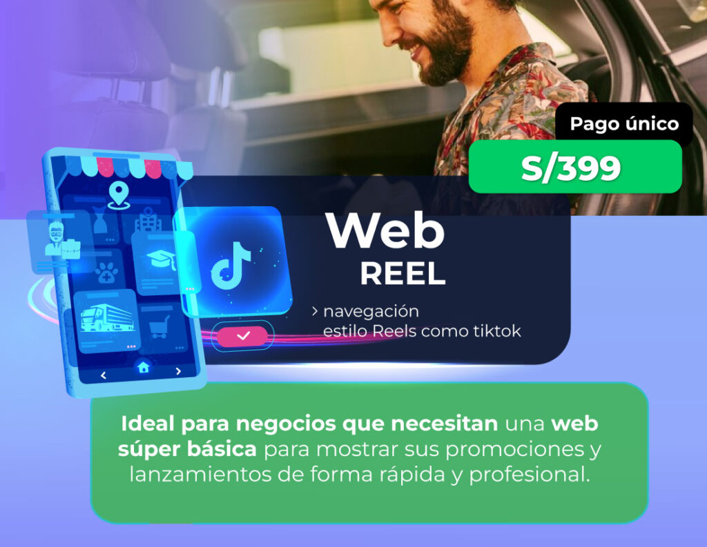 Diseño de Web Reel Adproduce Latam - Navegación estilo Reels como TikTok