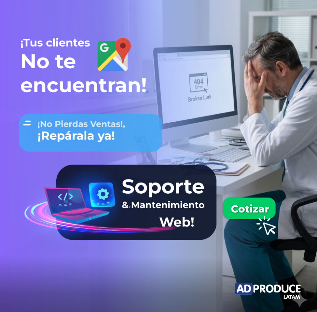 Error 404 en página web.