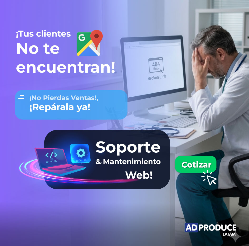 Error 404 en página web.